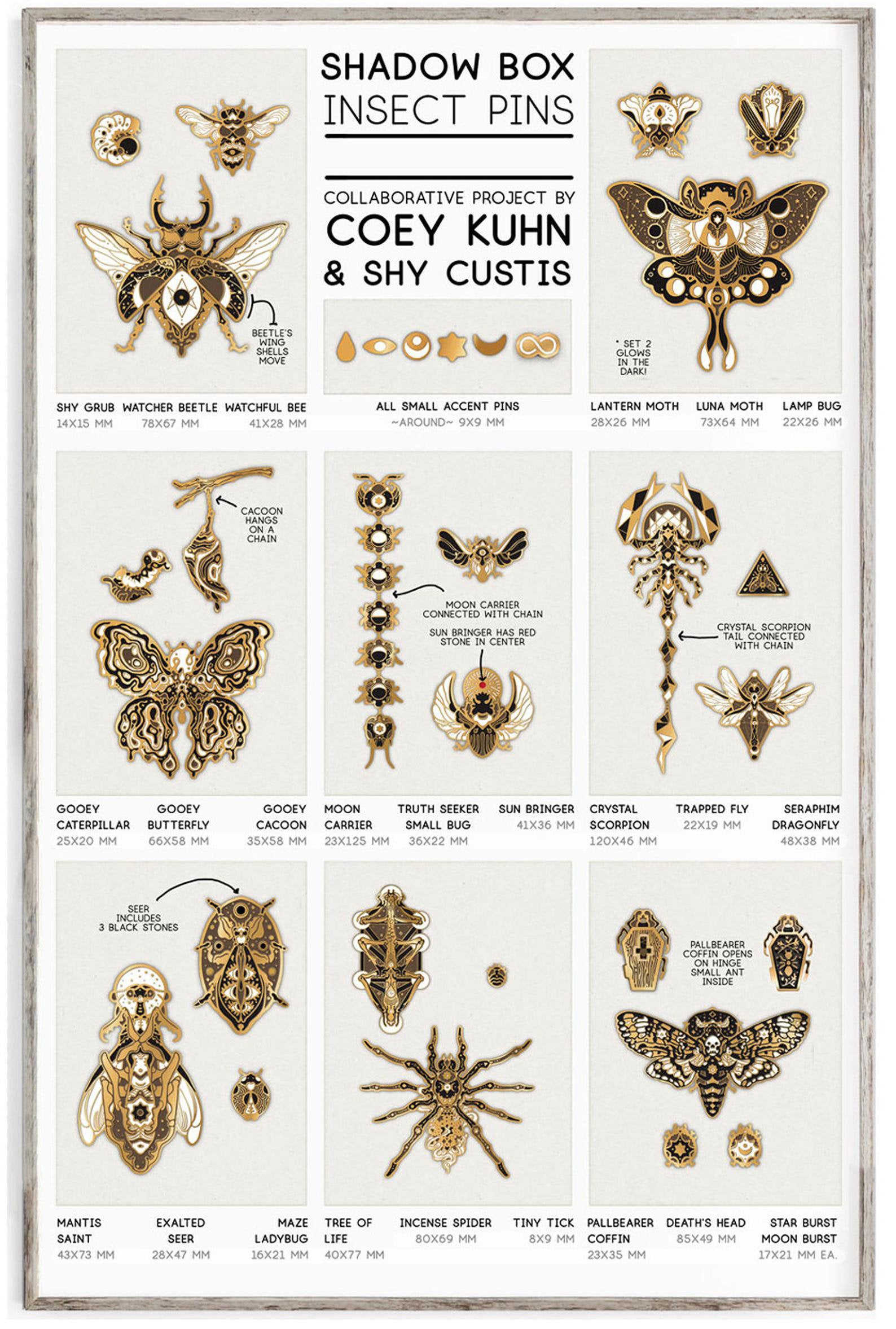 Shy & Coey: Shadow Box Occult Insects (Pins, Stickers)